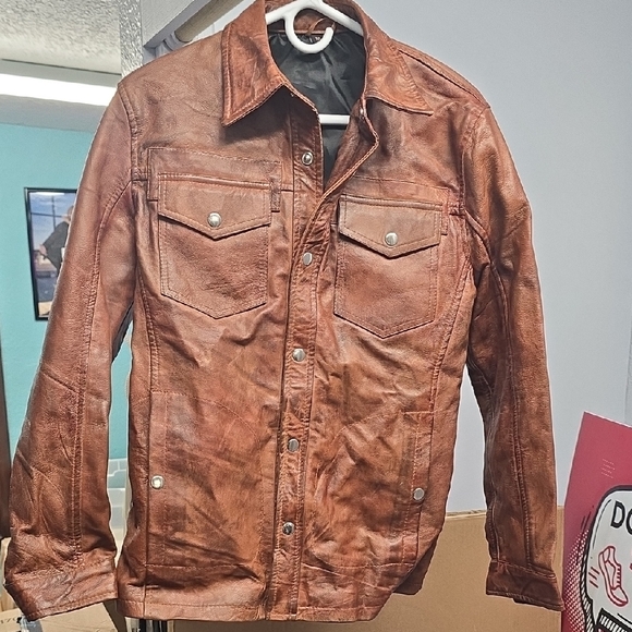 jiLD Other - Men's Tan Leather Shirt Jacket